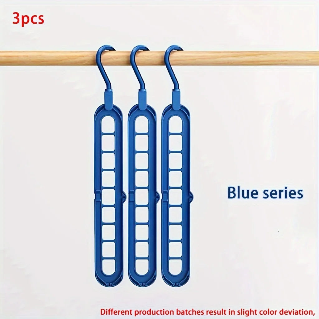 3pcs, Plastic 9-Hole Foldable Hangers