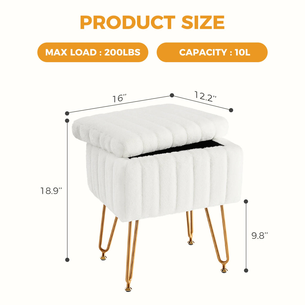 Hidden Storage Stools/ 4 Metal Legs