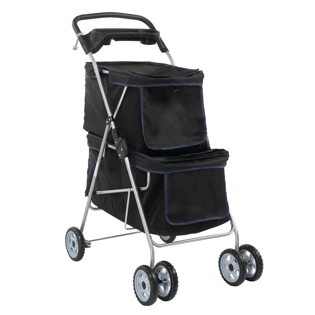 Pet Stroller for 2, Double 4-Wheel