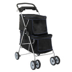 Pet Stroller for 2, Double 4-Wheel