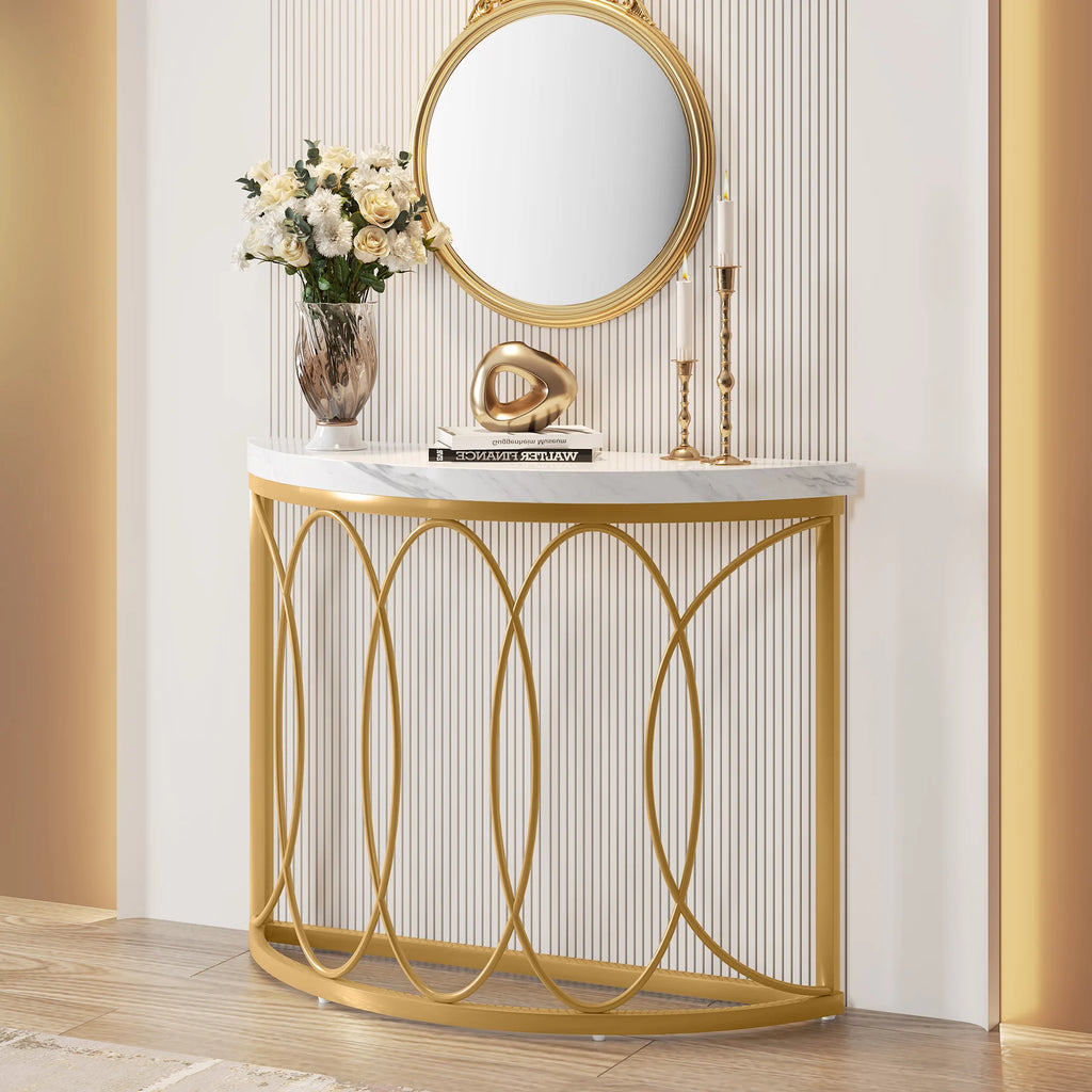 Half Moon Gold Console Table