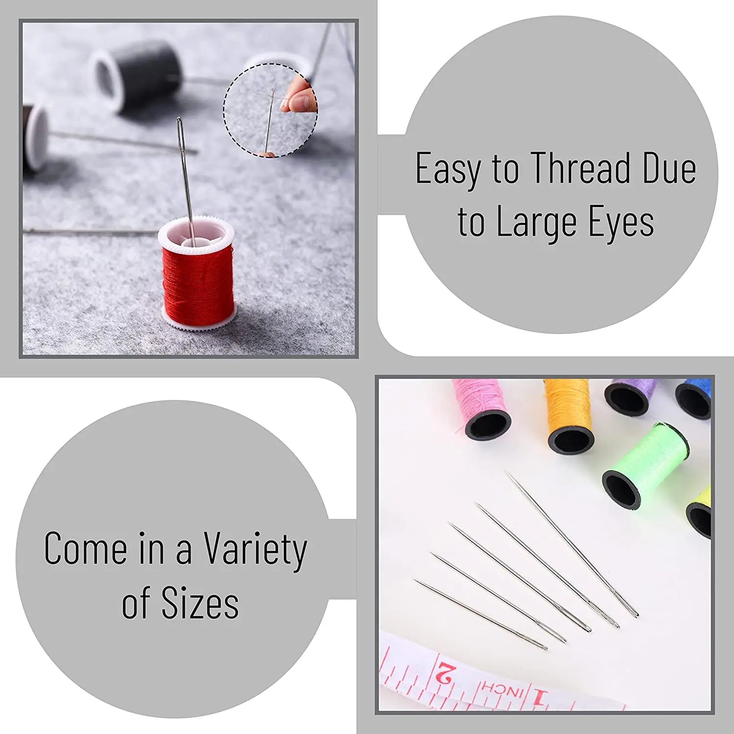 55 Pcs Big Eye, Sewing Needles Set