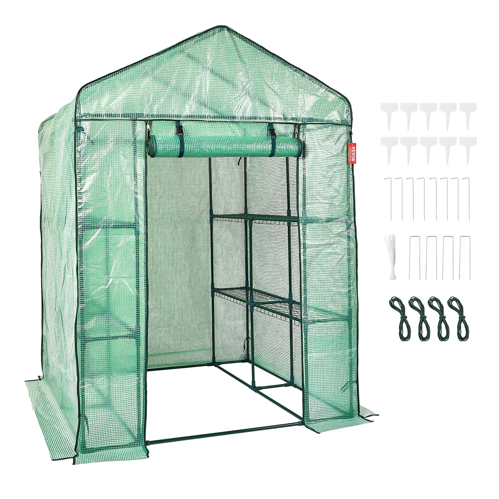 Walk-in Greenhouse with Shelves, Doors ,windows, Frame