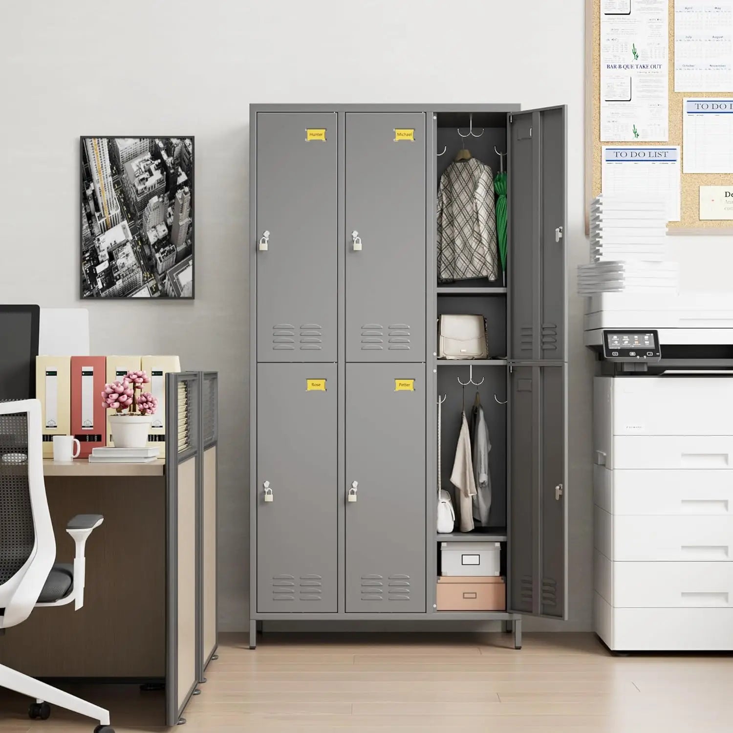 6 Metal Employee Storage Cabinets