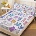Pastel Rainbow Cats Print Fitted Sheet