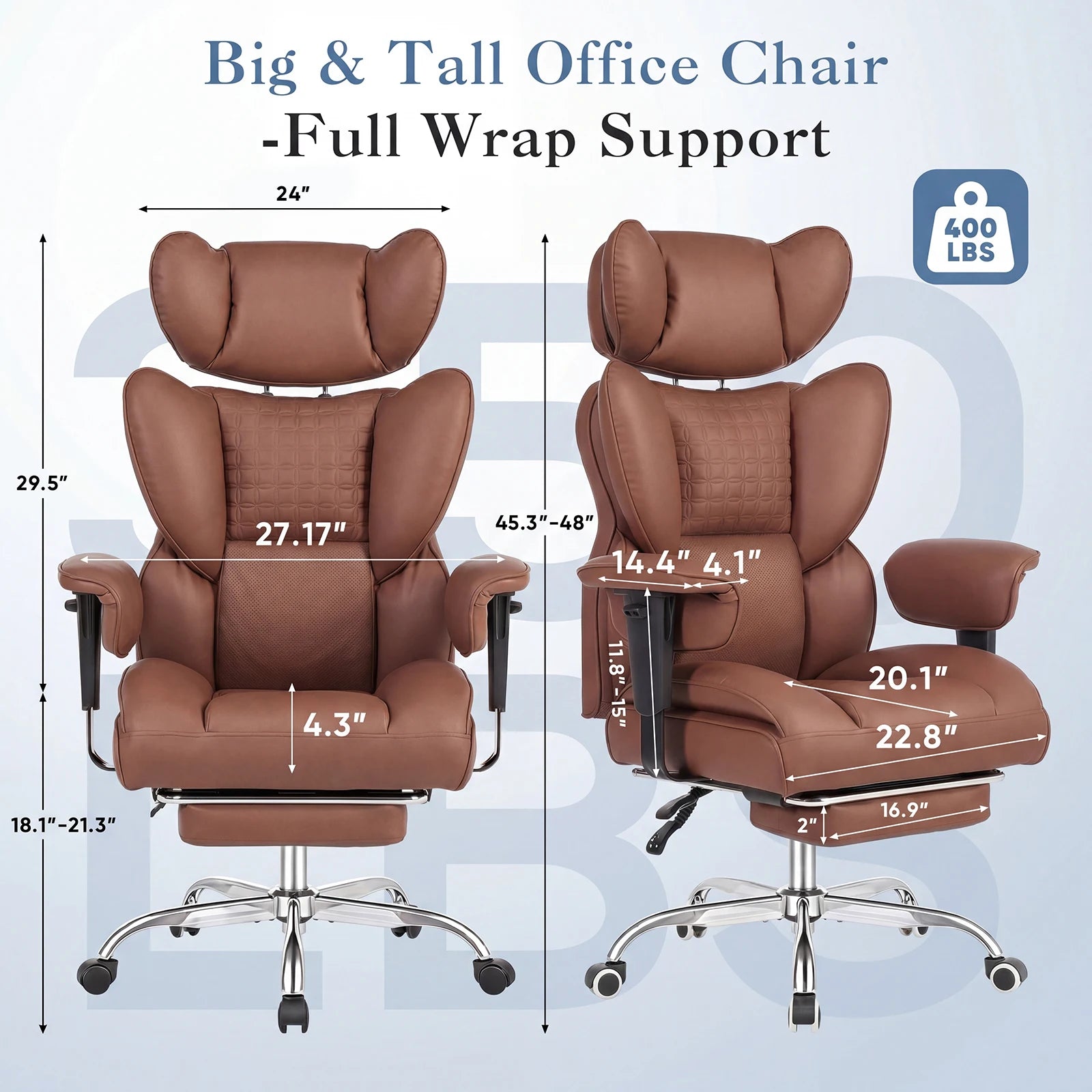 Adjustable Armrests Reclining Computer Office Chair / Footrest