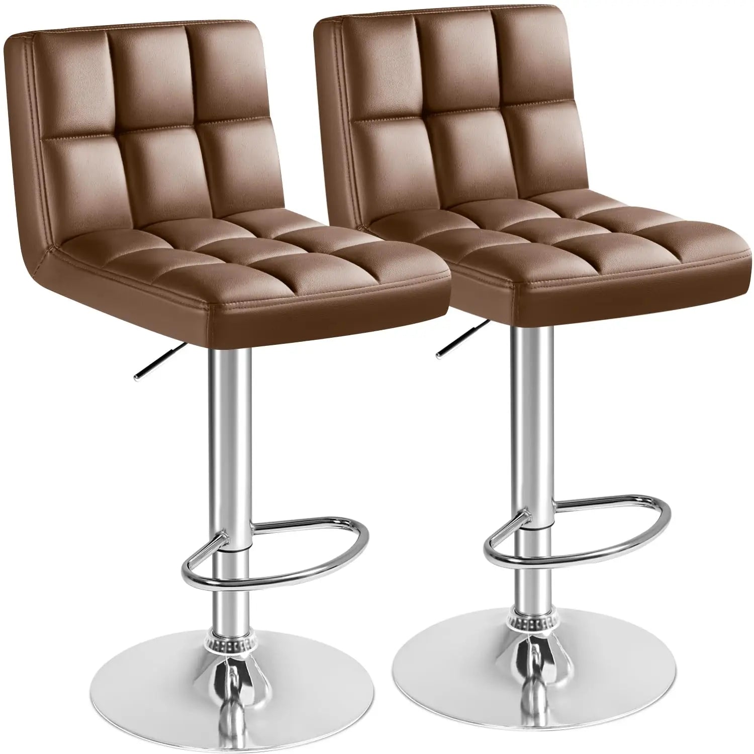 Modern Leather Swivel Bar Stools (2)