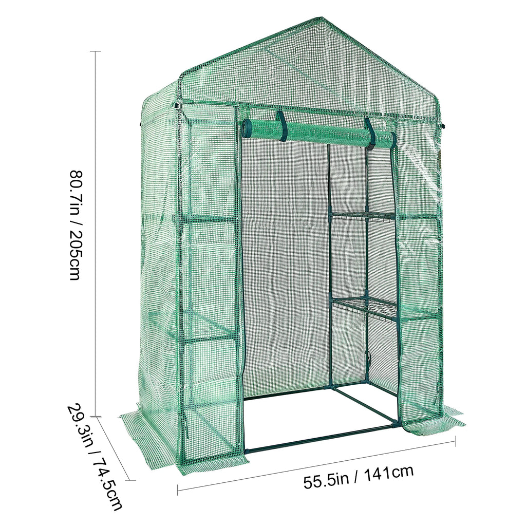 Walk-in Greenhouse with Shelves, Doors ,windows, Frame