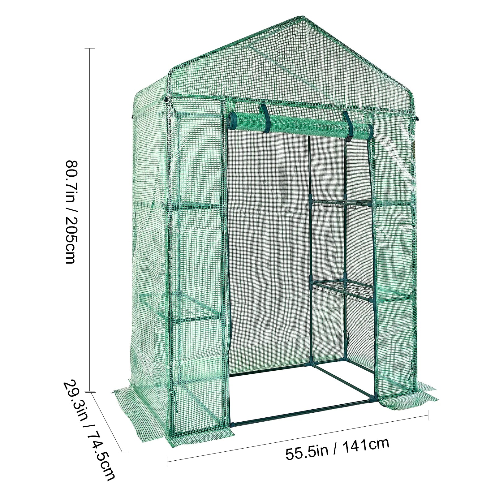 Walk-in Greenhouse with Shelves, Doors ,windows, Frame