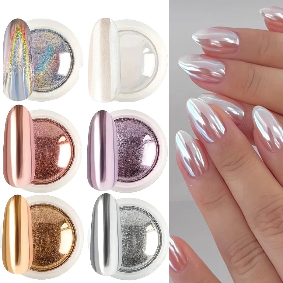 6pcs Chrome Mirror Nail Powder