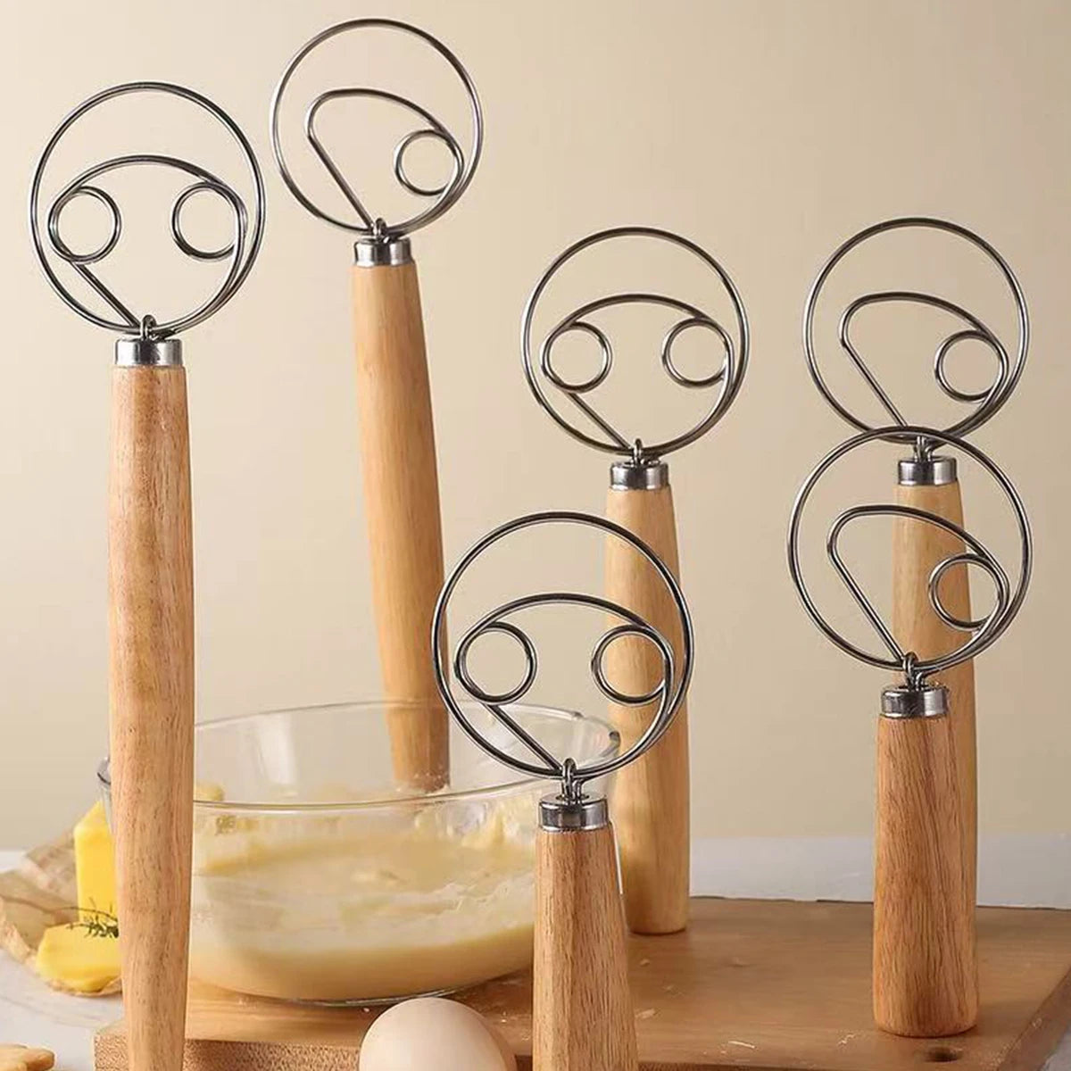 Oak Handle  Danish Dough Whisk