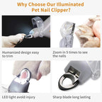 Professional Pet Nail Clipper Scissors, LED Light