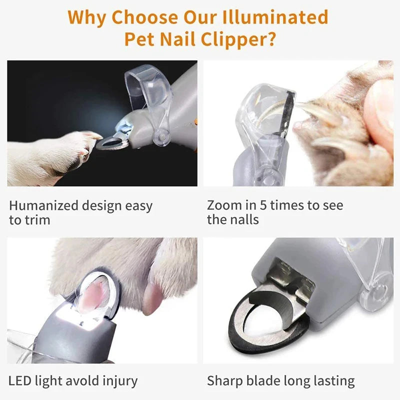 Professional Pet Nail Clipper Scissors, LED Light