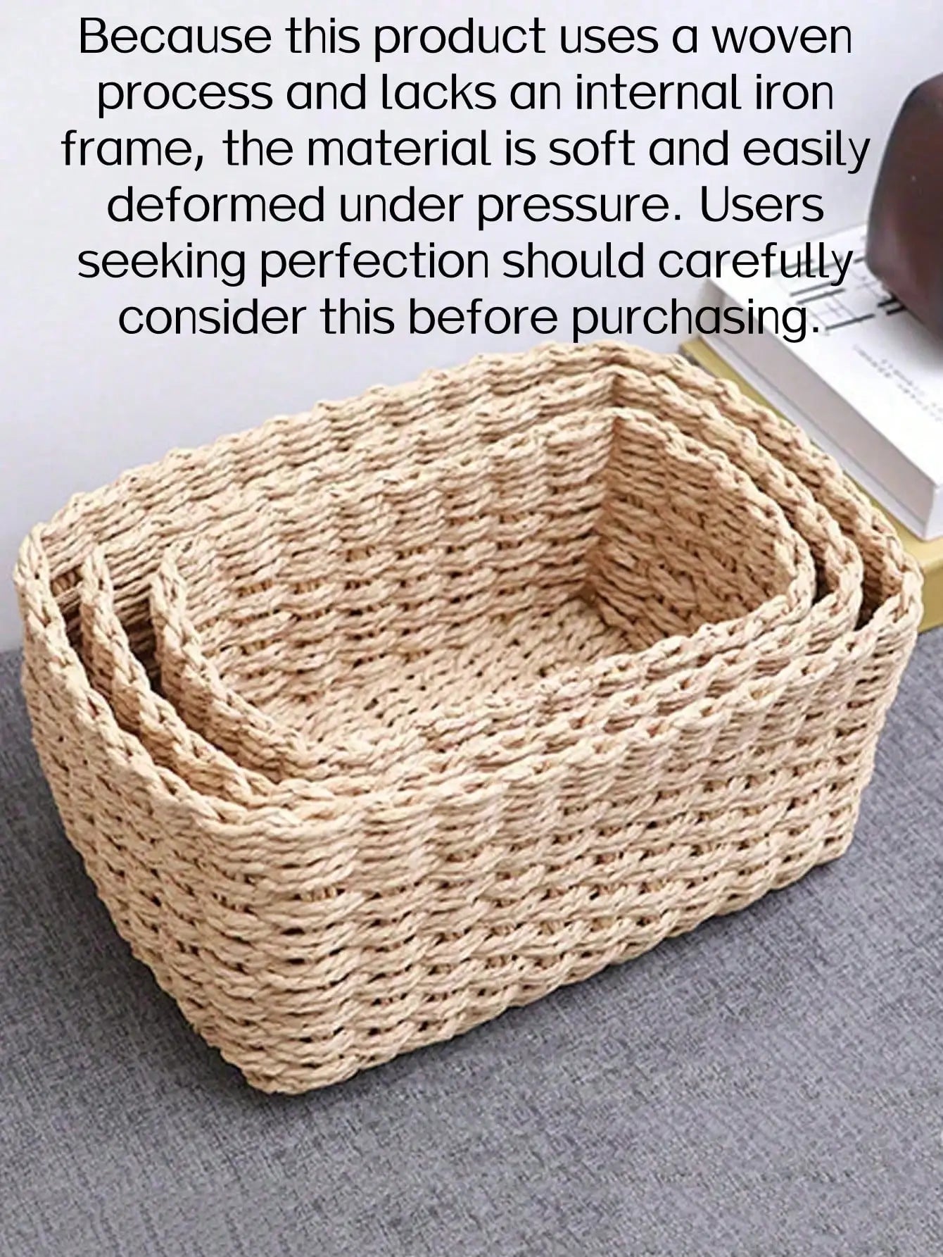1/3PCS Handmade Seagrass Rattan Storage Basket