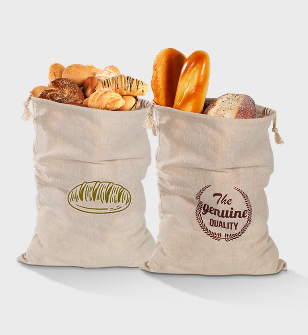 Linen Bread Bags/ Reusable, Drawstring