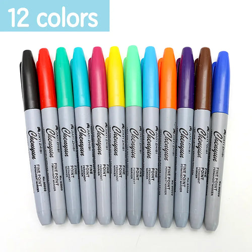 12colors Fine Point Permanent Markers