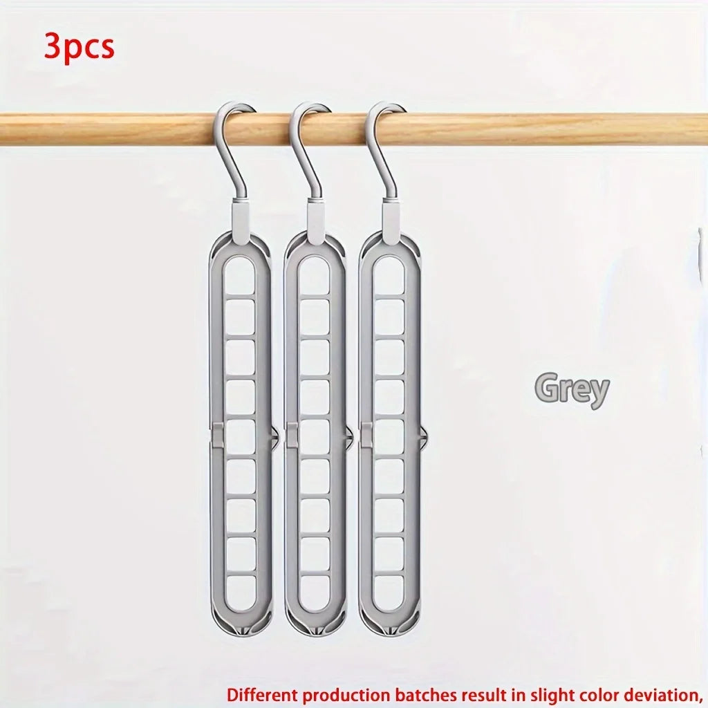 3pcs, Plastic 9-Hole Foldable Hangers
