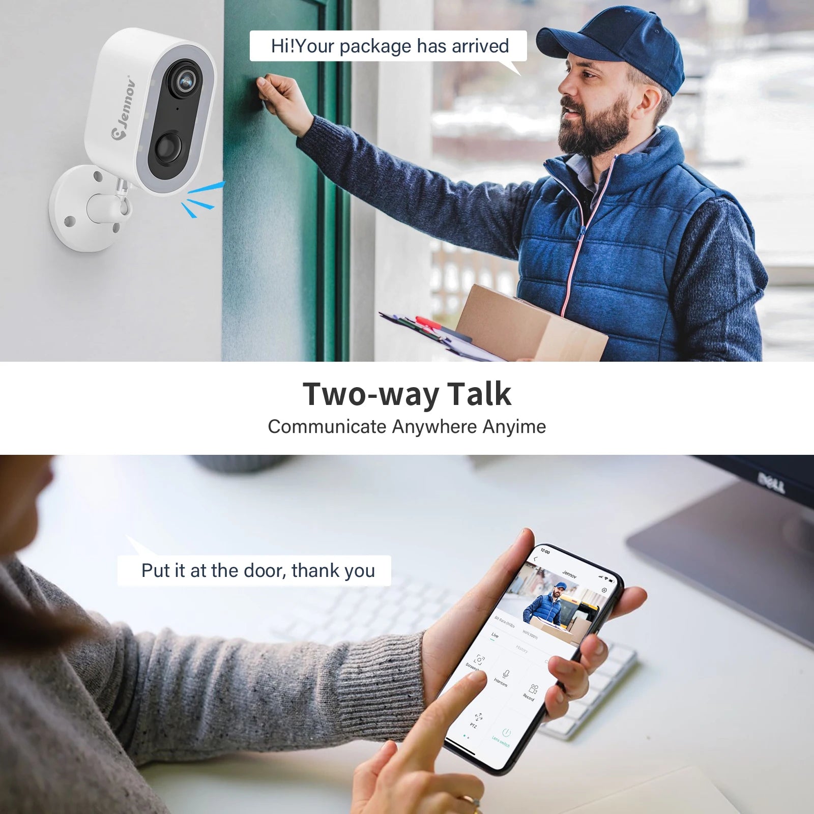 Security Camera WiFi Battery Powered, Two-Way Talk