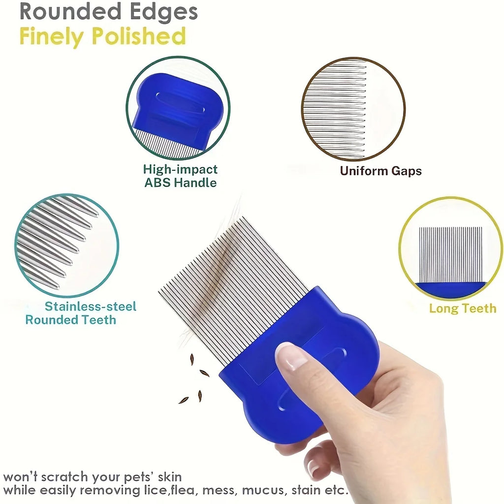 Pet- 4 Flea, Lice Combs, Stainless Steel