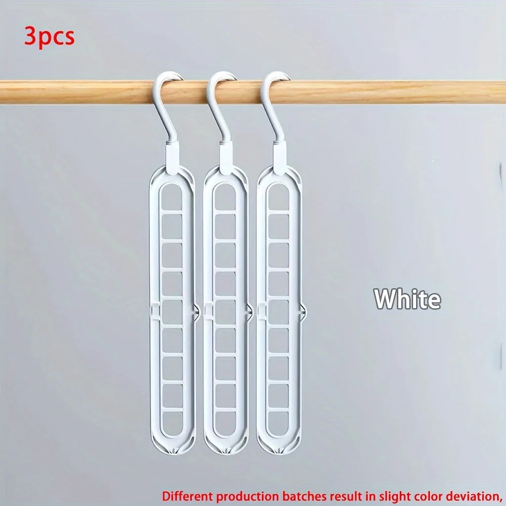 3pcs, Plastic 9-Hole Foldable Hangers
