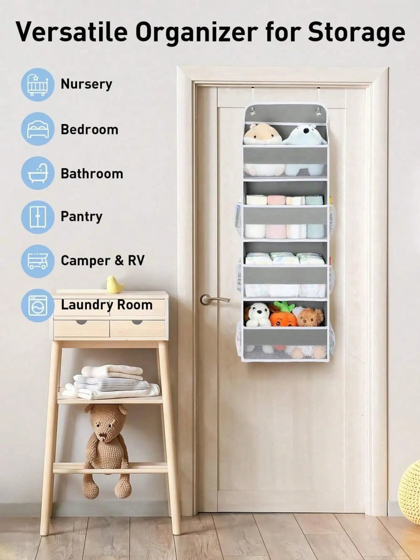 4-Layer Hanging Door Organizer: Large Pocket Storage