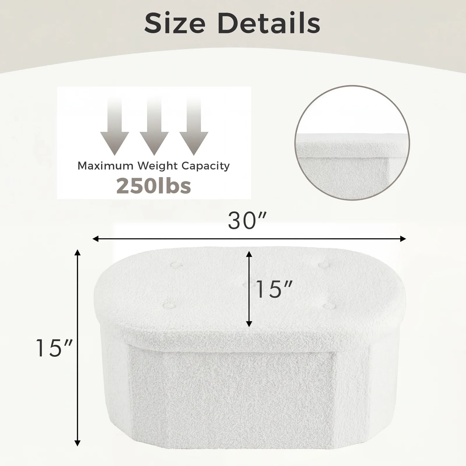 30/43IN Folding Storage Ottoman Bench