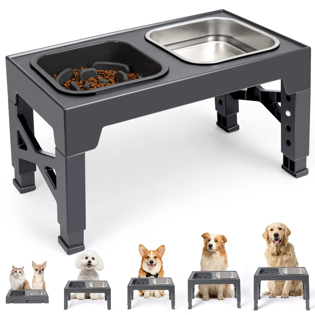 2-in-1 Elevated Slow Feeder Pet Bowls
