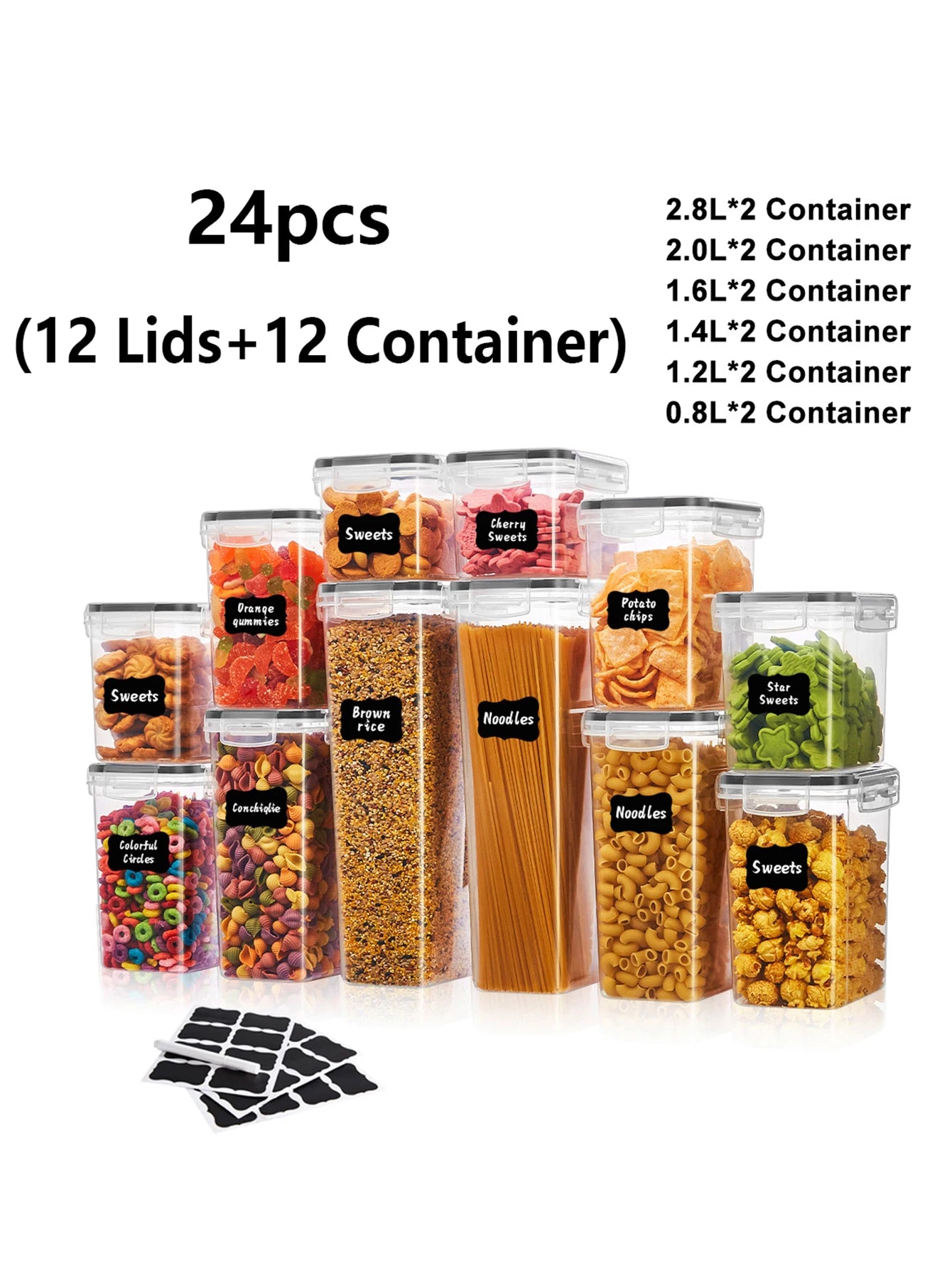 24pcs，Sealed food containers with LIDS