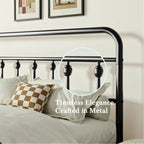 HOOMIC Metal Bed Frame With Iron Headboard/Footboard,