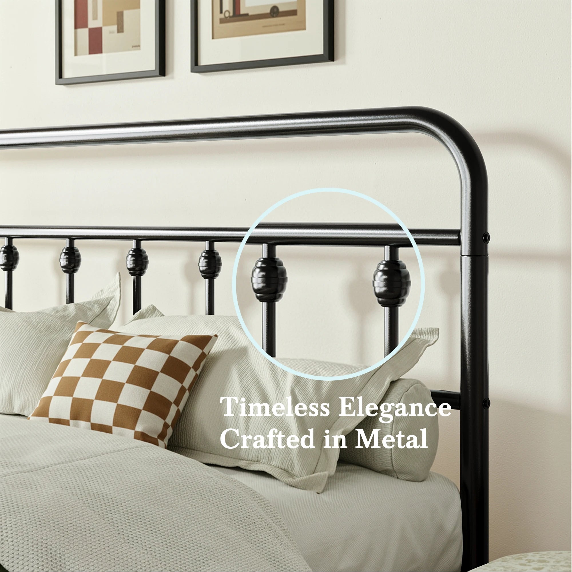 HOOMIC Metal Bed Frame With Iron Headboard/Footboard,