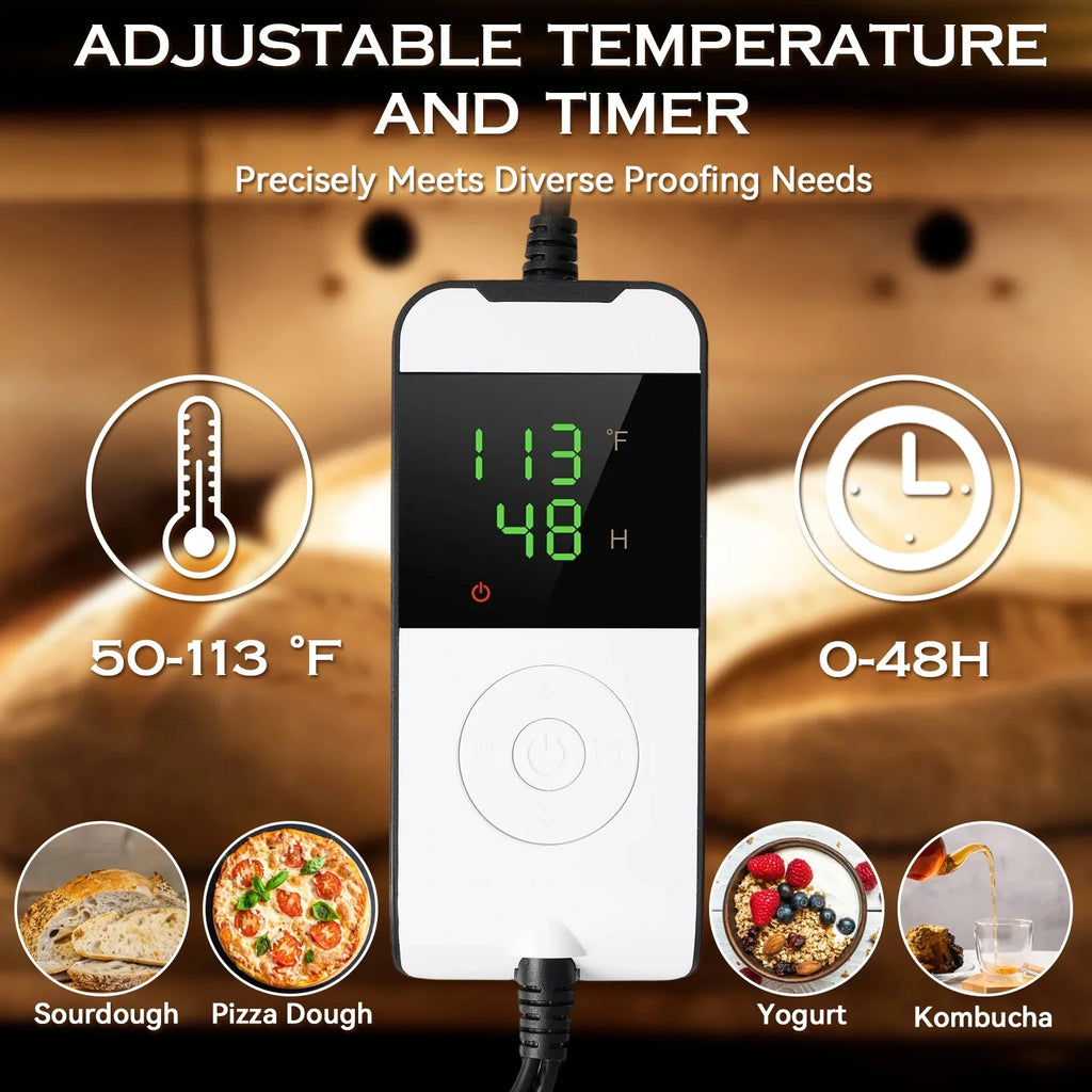 Dough Proofer Warming Box Versatile Adjustable Temperature Timer Control Bread Dough Proofing Box Collapsible Design 40x32x25cm