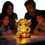 LED Sunflower Highland Cow Table Lamp