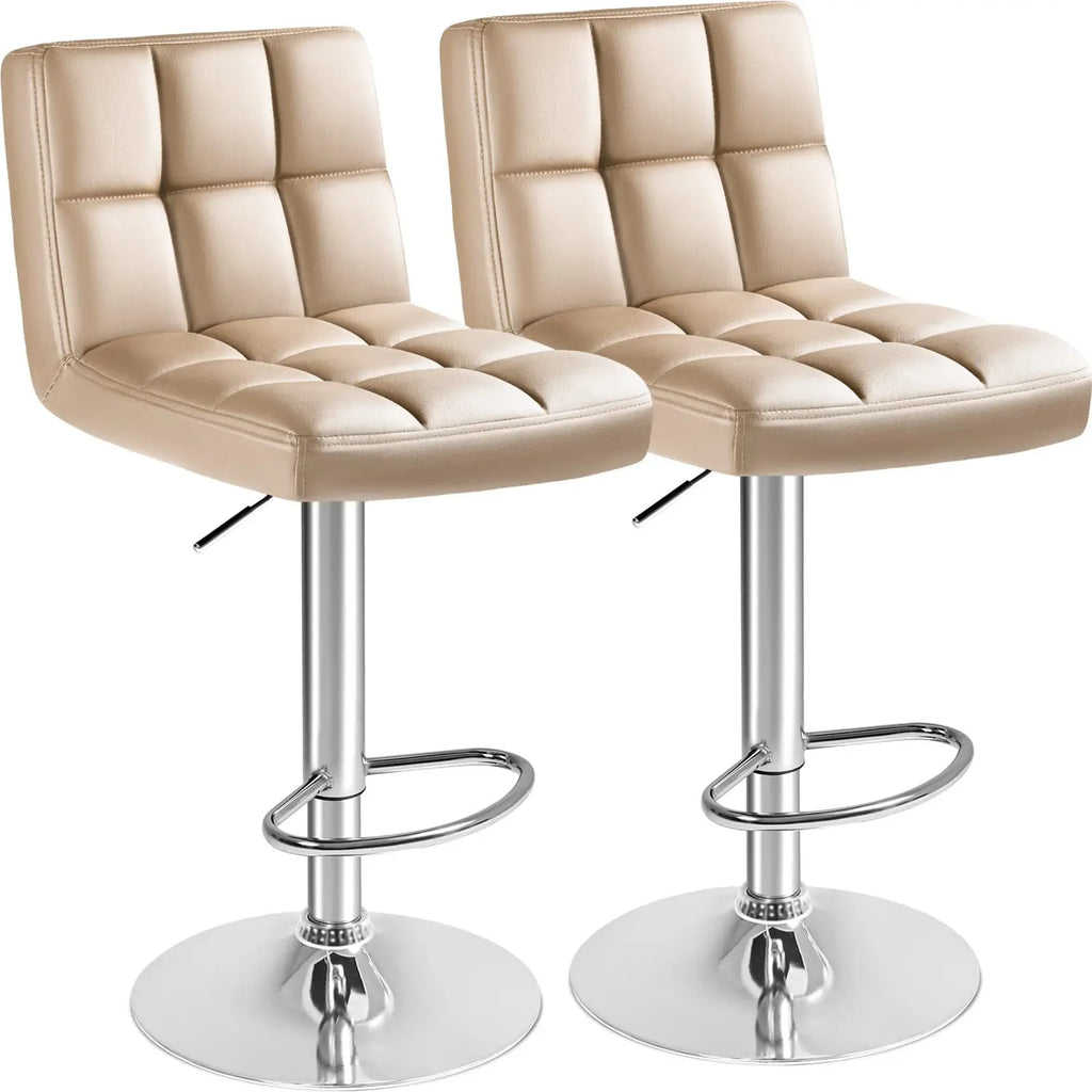 Modern Leather Swivel Bar Stools (2)