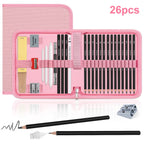14/26/64/126 PCS Sketching Set, 3-Color Sketchbook, Blending Tools
