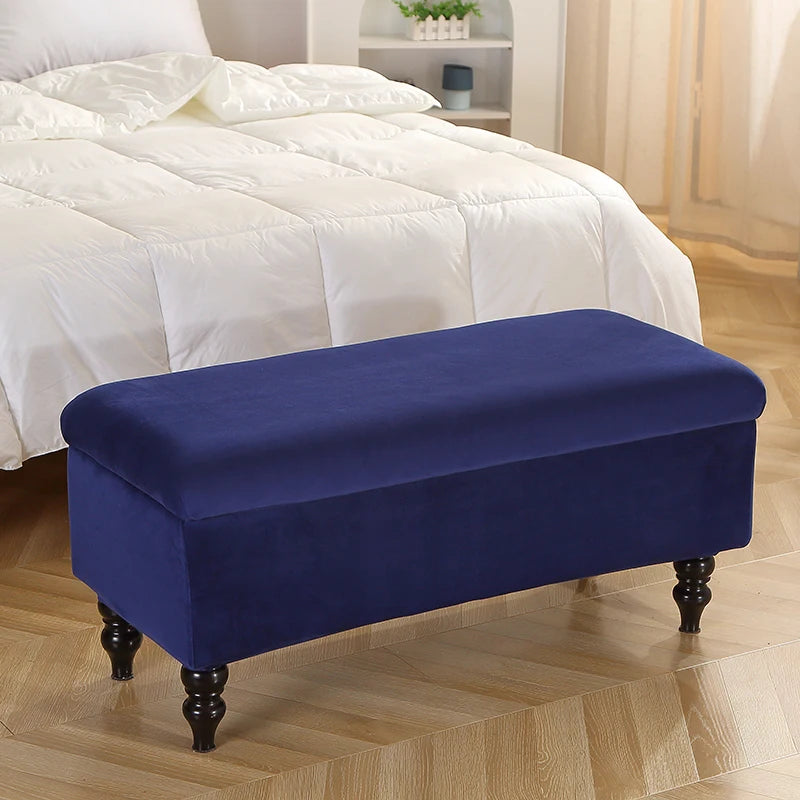 Velvet Storage Rectangle Ottoman