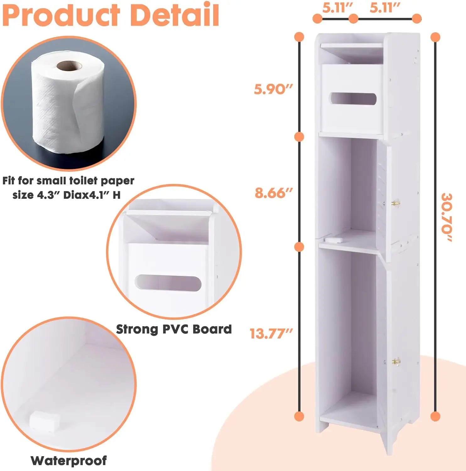 White Storage Column Cabinet