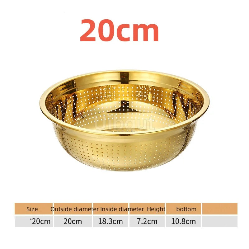 Round Golden Stainless Steel Colander