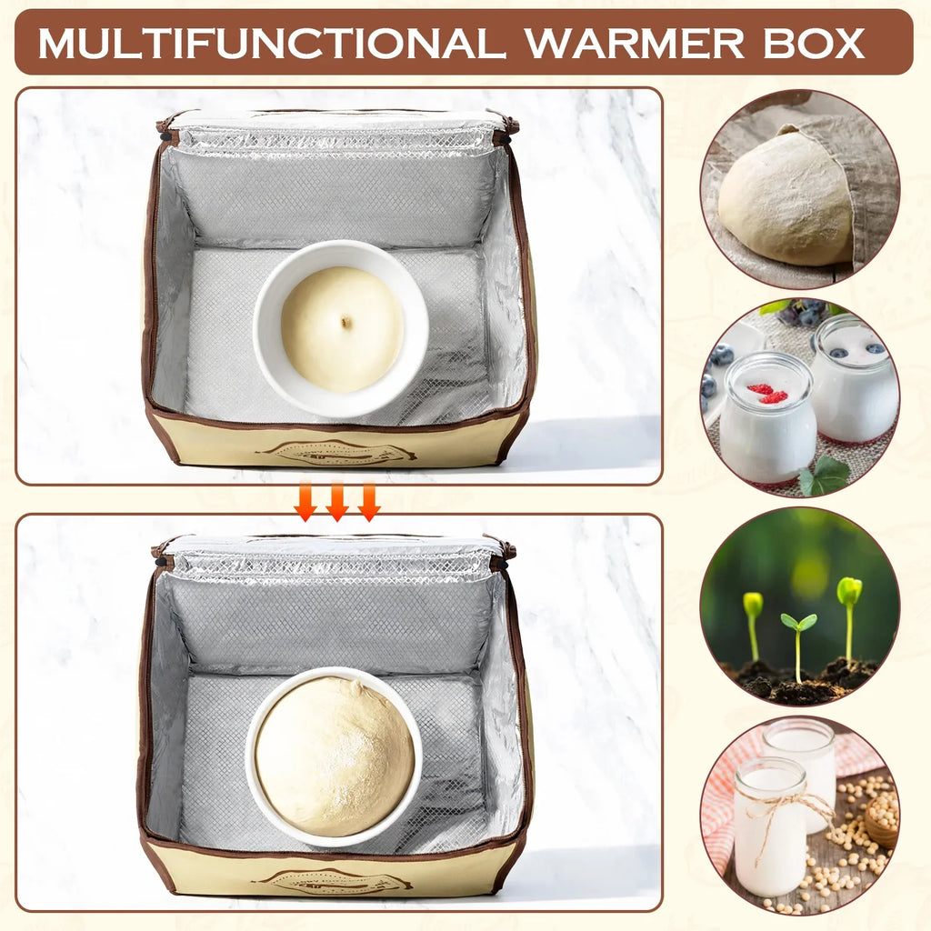 Dough Proofer Warming Box Versatile Adjustable Temperature Timer Control Bread Dough Proofing Box Collapsible Design 40x32x25cm