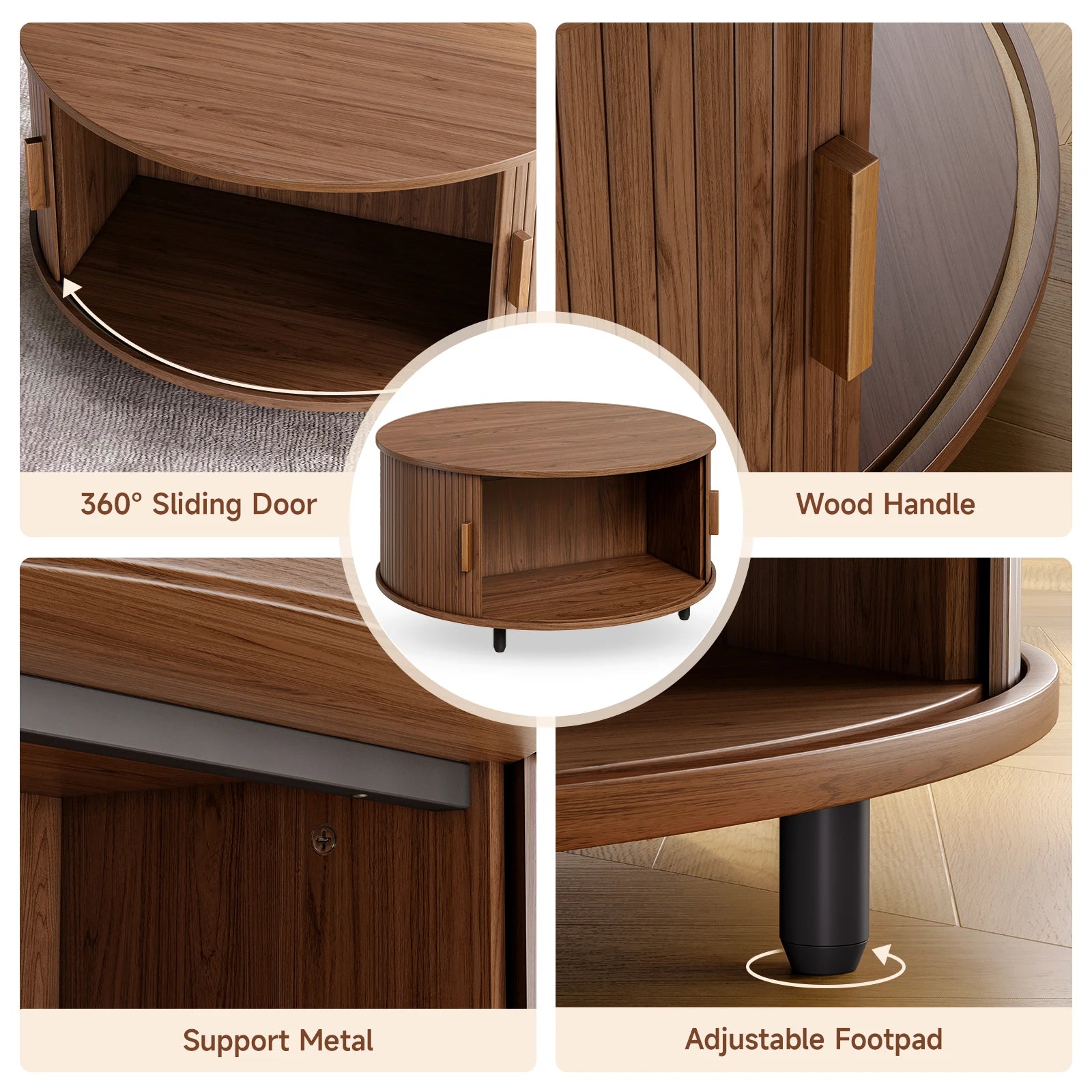 Round Coffee Table with Storage