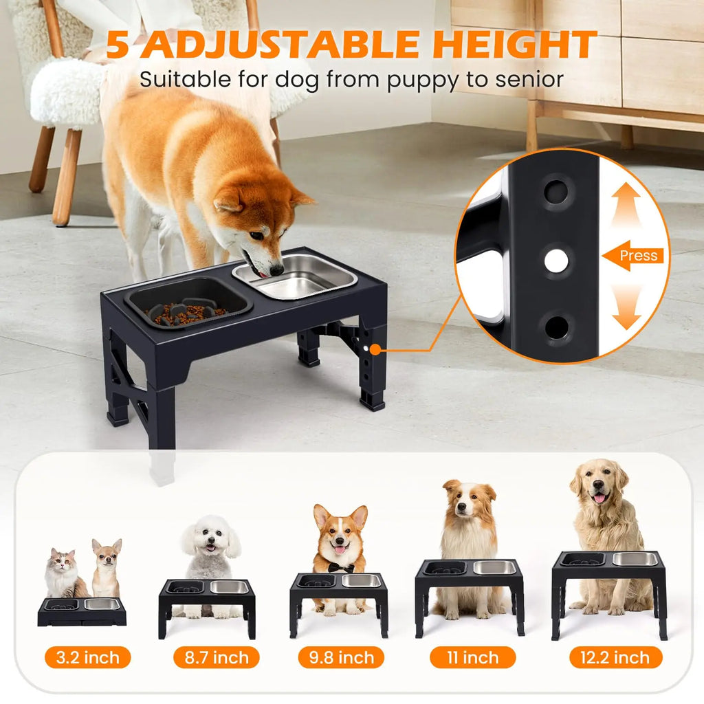 2-in-1 Elevated Slow Feeder Pet Bowls