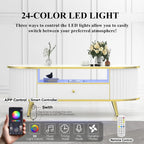 47" Fluted Coffee Table, Lights, Storage, Oval
