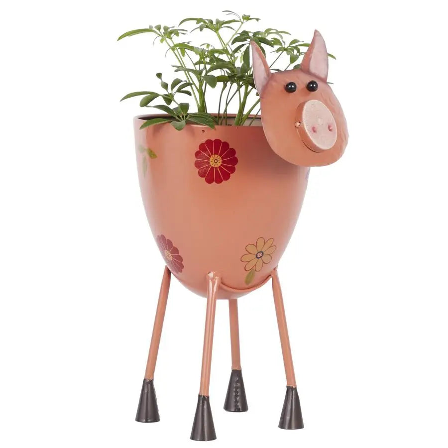 Metal Pig Planter Pot 8 x 14 x 16