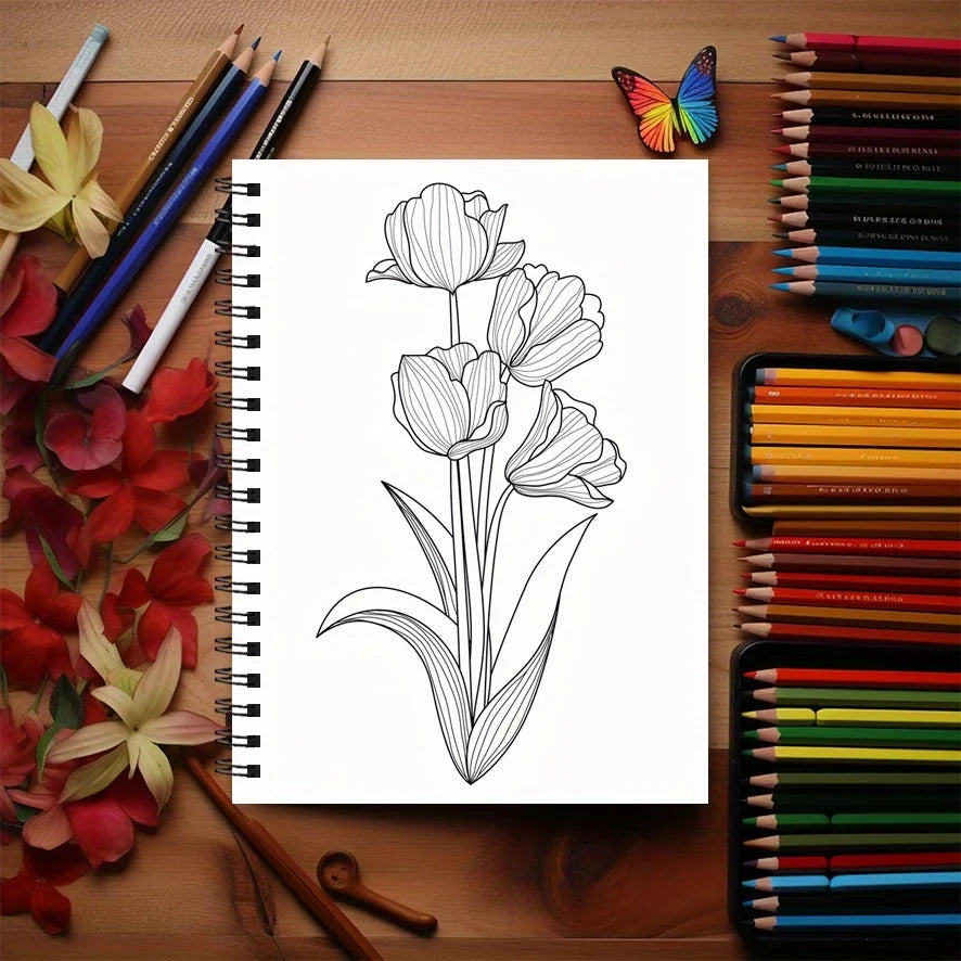 Adult Flower Coloring Book
