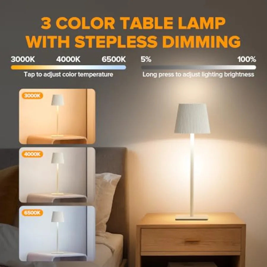 (4) Cordless Lamps,  Rechargeable Battery, Touch Control