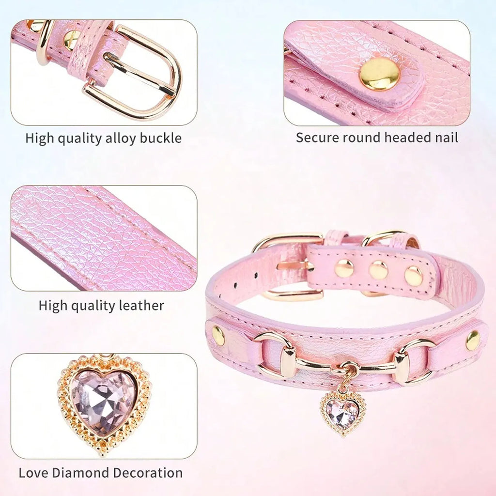 Leather Pet Collar, 8-15''Neck