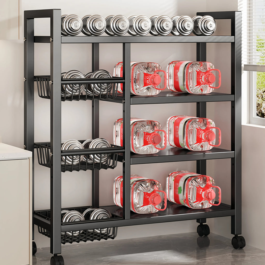 Multi-functional removable cabinet storage rack black