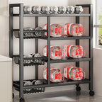 Multi-functional removable cabinet storage rack black