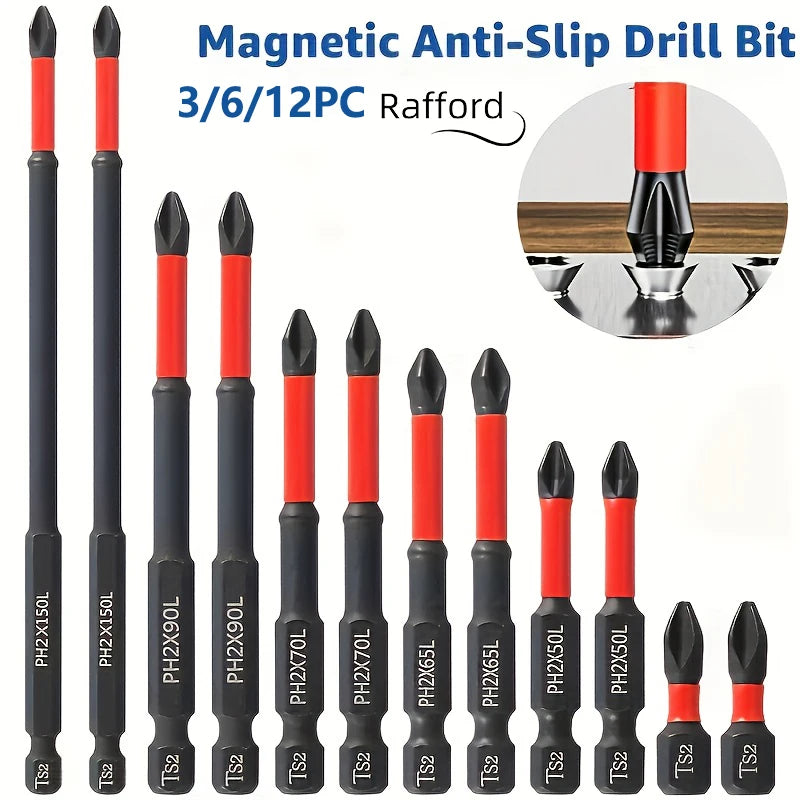Magnetic Non-Slip Drill Bit Set 3/6/12Pc