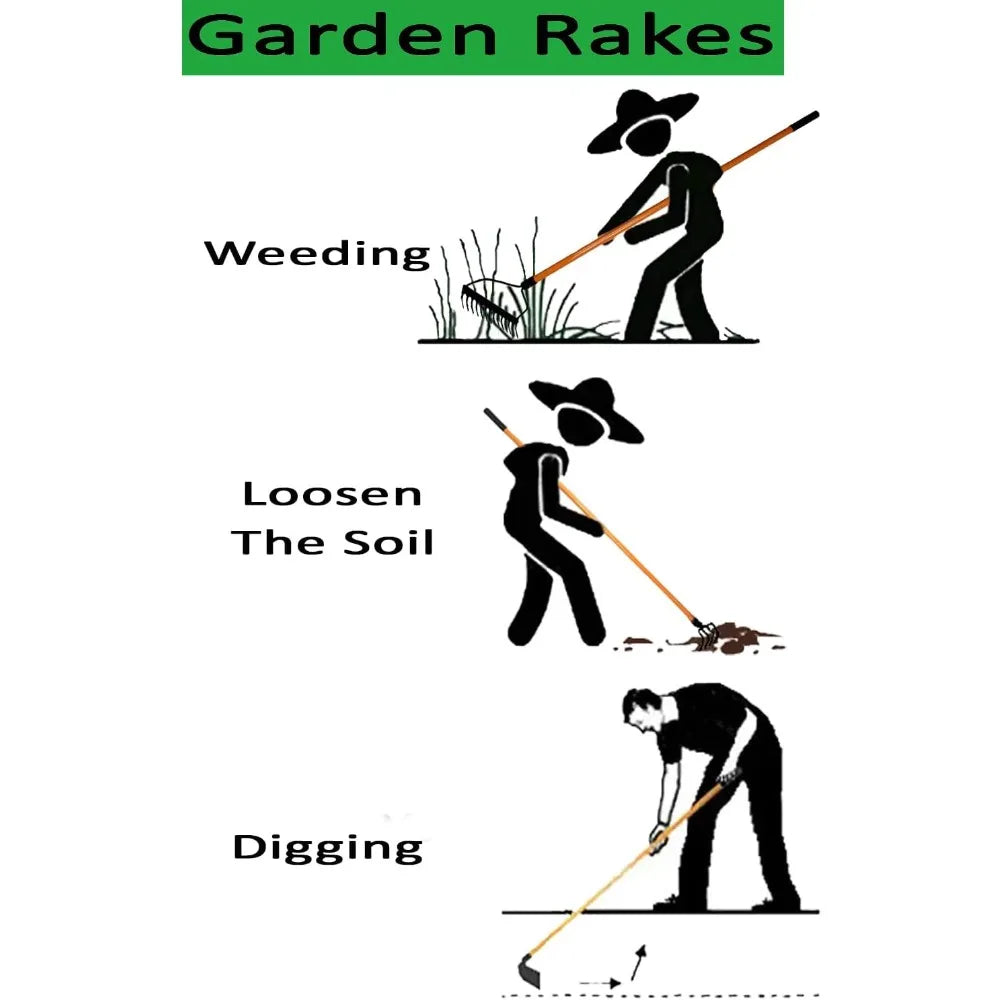 (3 Pcs) – 2 Bow Rake, and 1 Garden Hoe