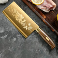 Gold Rose Pattern Kitchen Knife